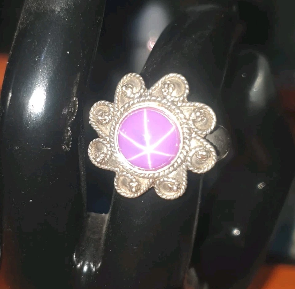 ✨️ANILLO ZAFIRO ESTRELLA PÚRPURA✨️ PLATA ESTERLINA Talla 6 Foto 4 de 4