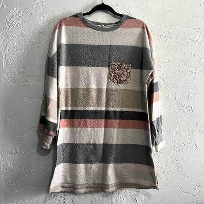 Lovely Medley striped tunic sweater womens small ethereal boho chic comfort