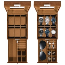 2-Layers Watch Box 6-Slot PU Leather Jewelry Watch Case Watch Holder Organizer