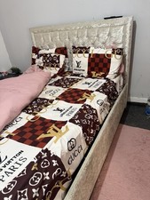 OTTOMAN STORAGE GAS LIFT UP DOUBLE & KING SIZE FABRIC BED MEMORY FOAM MATTRESS