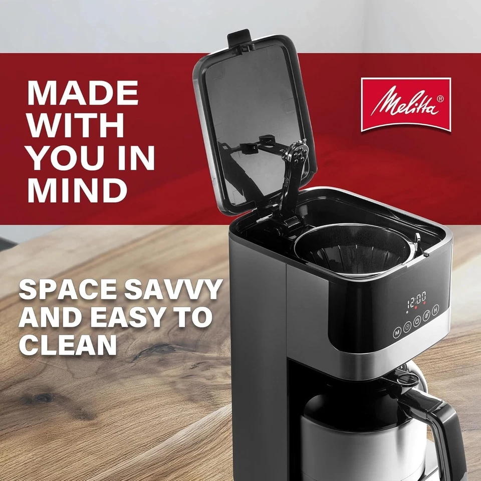 Melitta Aroma Tocco Cafetera de Goteo Térmico con Paquete de 5 Filtros de Café - Negra Foto 4 de 4