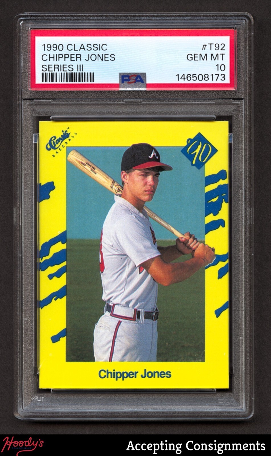 1990 Classic Yellow #T92 Chipper Jones ROOKIE BRAVES PSA 10 GEM MINT