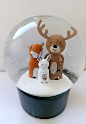 Indigo Christmas Xmas Snow Globe Ornament Fox Rabbit Moose