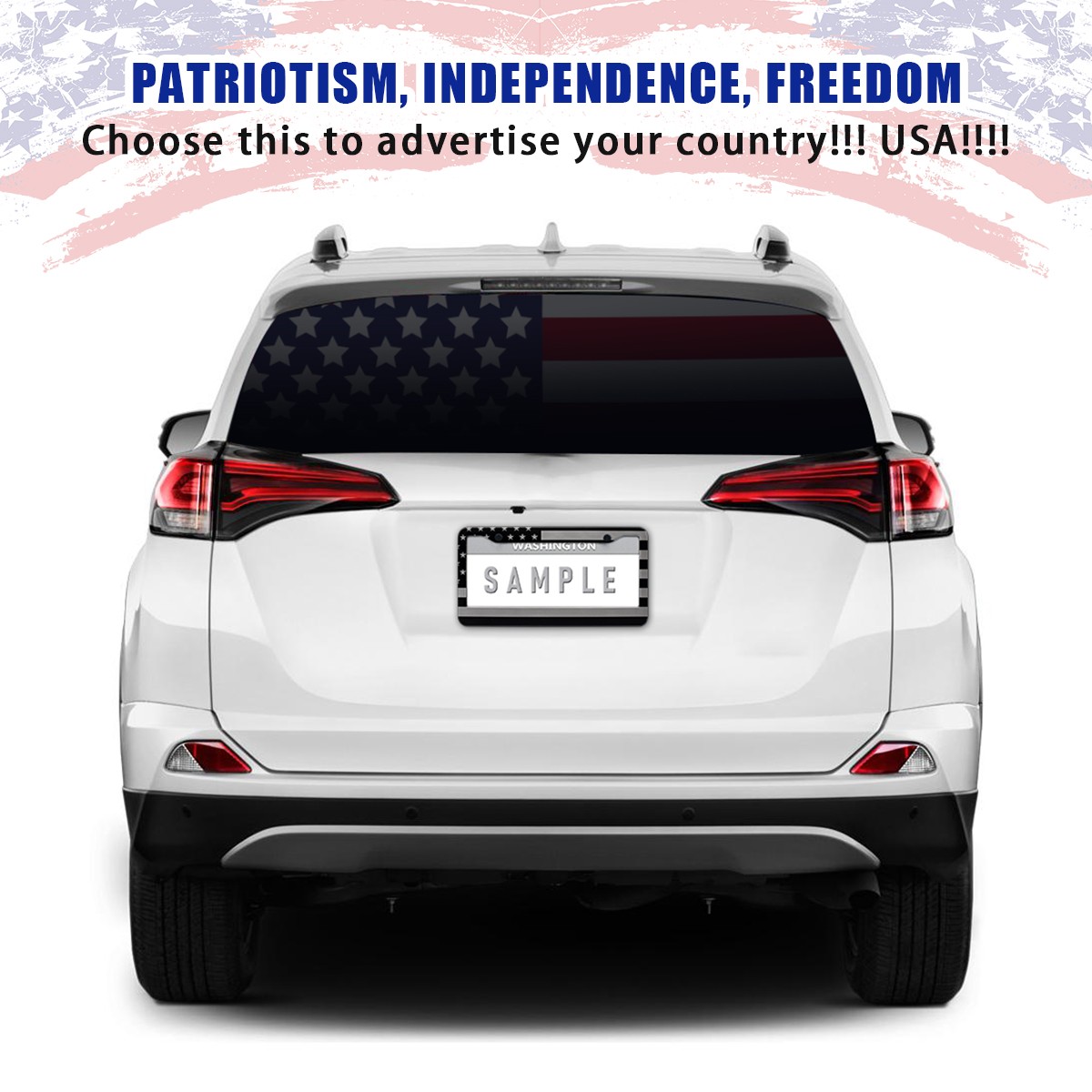 2x Universal For Chevy Car Black/Grey US American Flag Cab License Plate Frame