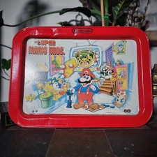 Vintage Nintendo Super Mario Bros. Metal Serving Tray 1989 Red