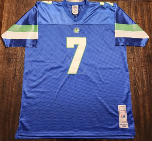 Majestic USFL San Antonio Gun Slingers Rick Neuheisel Retro Jersey Mens XL Blue