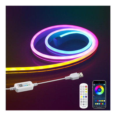 RGB LED Neon Streifen 1M USB Dimmbar App Steuerung Musik Sync Farbe Wechseln