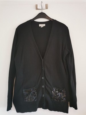 Cardigan Strickjacke schwarz von LOFT mit Paillettentaschen Gr. L