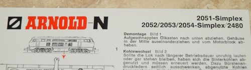 Arnold N 2051 2052 2053 2054 2480 Folleto de instrucciones simple | Zustand: Used
