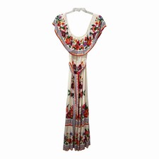 Vici Maxi hispanic dress Colorful Off Shoulder Small Floral Vacation Tropical
