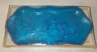 NIB VINTAGE Jeanette COLORAMA BLU GLASS VANITY SERVICE TRAY