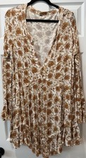 Free People Brown V-Neck Dress (W- L)