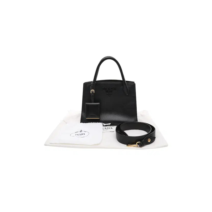 Prada Monochrome Tote Bag Durable Leather