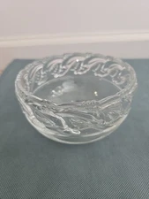 Mid-century Modern Tiffany And Co Art Glass Crystal Bowl Dolphin