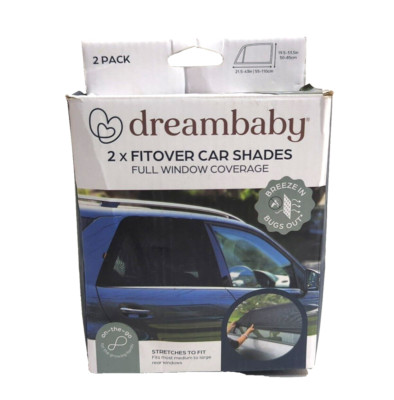 (2) Fit-Over Baby Car Window Sun Shade, Stretchable & Mesh, UV Protection