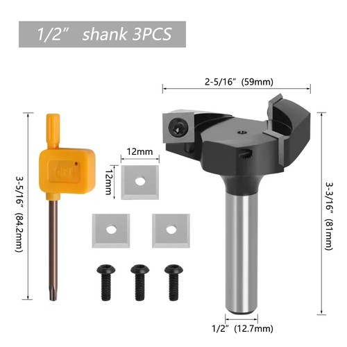 FlutesShank Planing Bits Face Milling Cutter T-style Spoilboard Surfacing Router - Picture 3 of 16