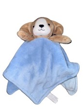 Carters Brown Puppy Dog Blue Security Blanket Soft Plush Lovey Toy