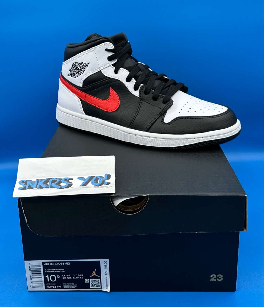 Jordan 1 Mid Black Chile Red White (554724-075) Men display picture 1