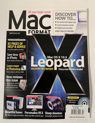 MAC FORMAT Magazine (Issue 184) 2007 (July) Mac User Mac Home Apple w/ DEMO Dvd