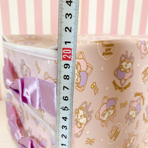 Sanrio Little Twin Stars Kiki Lala Storage Box Pink Ribbon Partition RARE Japan - Picture 16 of 24