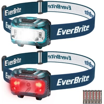 EverBrite Headlamp, 2 Pack Kids Headlamp with Red Light and Memory Function Blue