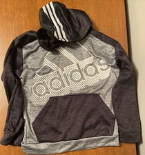 Adidas Youth Large Grey And Black Long Sleeve Sweatshirt With A Pocket And Good
