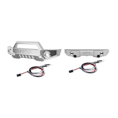 GPM Aluminum 7075 Alloy Front & Rear Bumper w/LED Lights Silver : 1/16 Mini Maxx