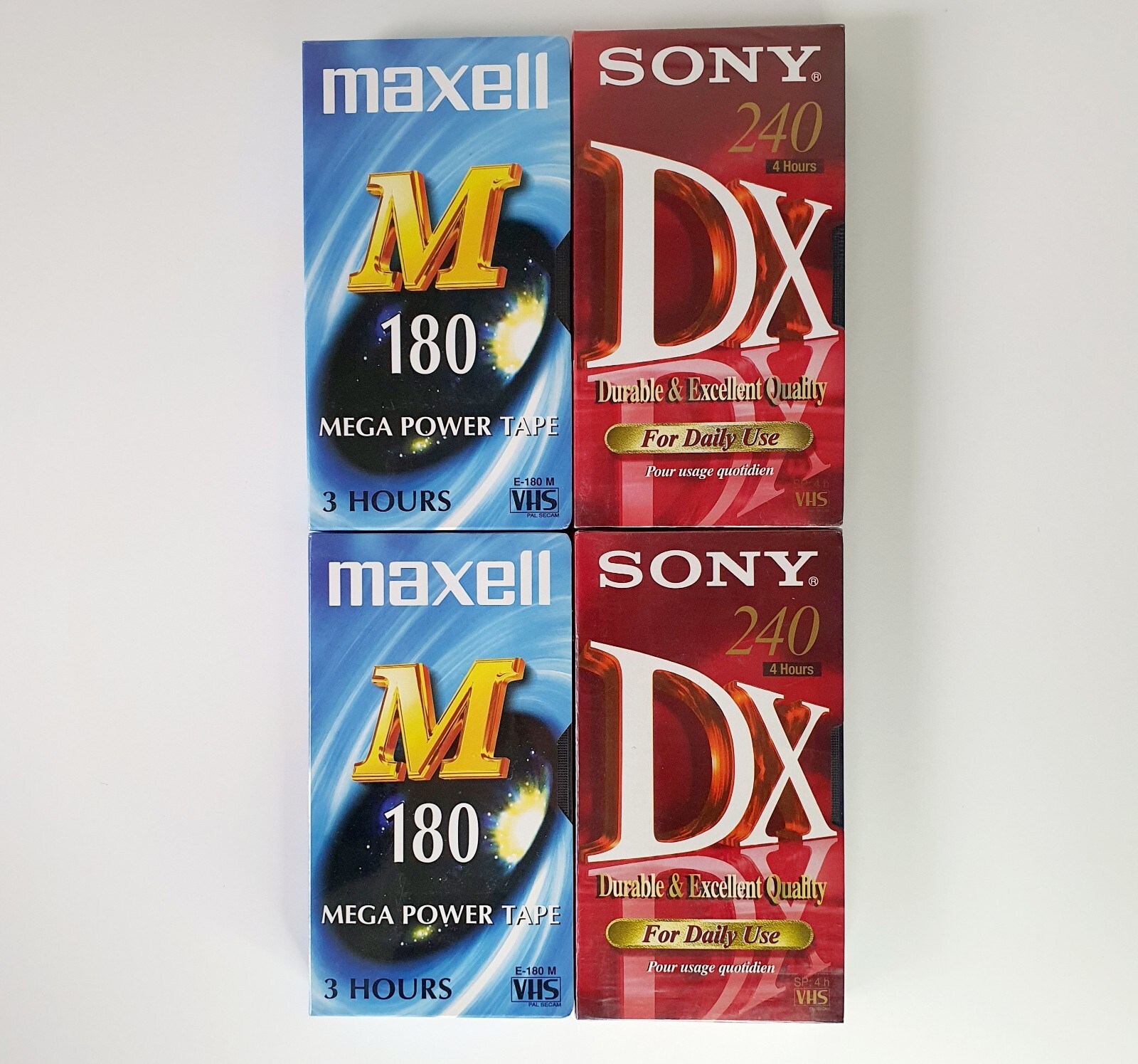 4 x Maxell Sony Blank VHS Video Cassette Tapes PAL New Sealed