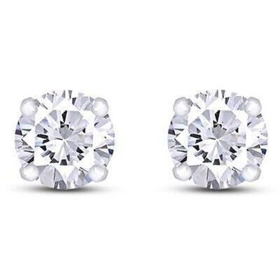 14K White Gold Stud Earrings For Women  Push Back