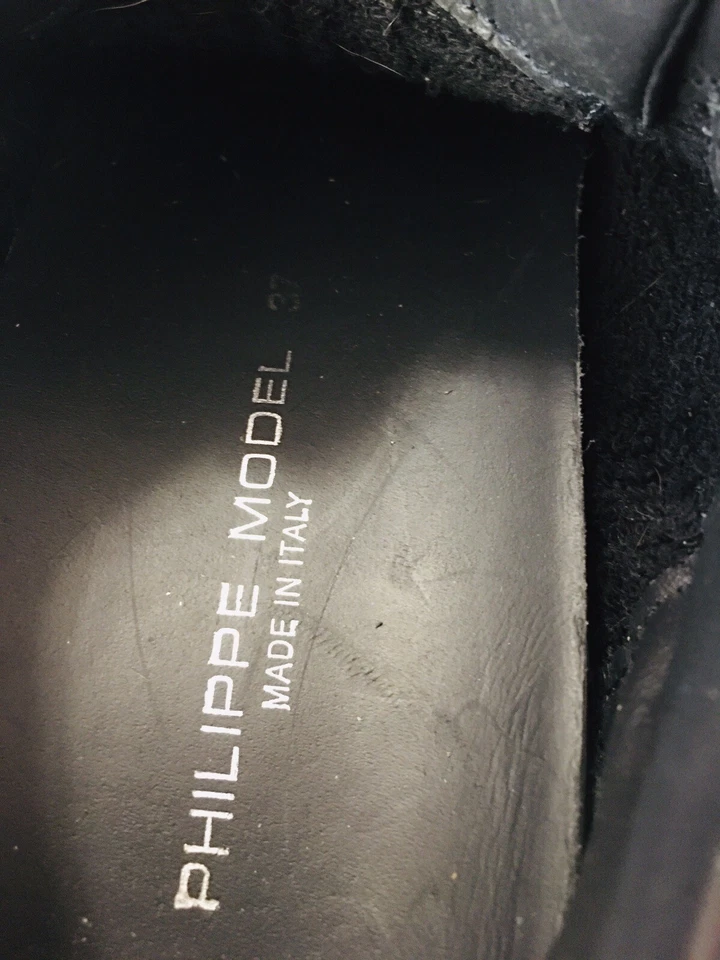 Zapatillas Philippe Modelo Metálicas Azul Oscuro Plateado Cuero Italia EE. UU. 7 UK 5 EU 37 Foto 2 de 4