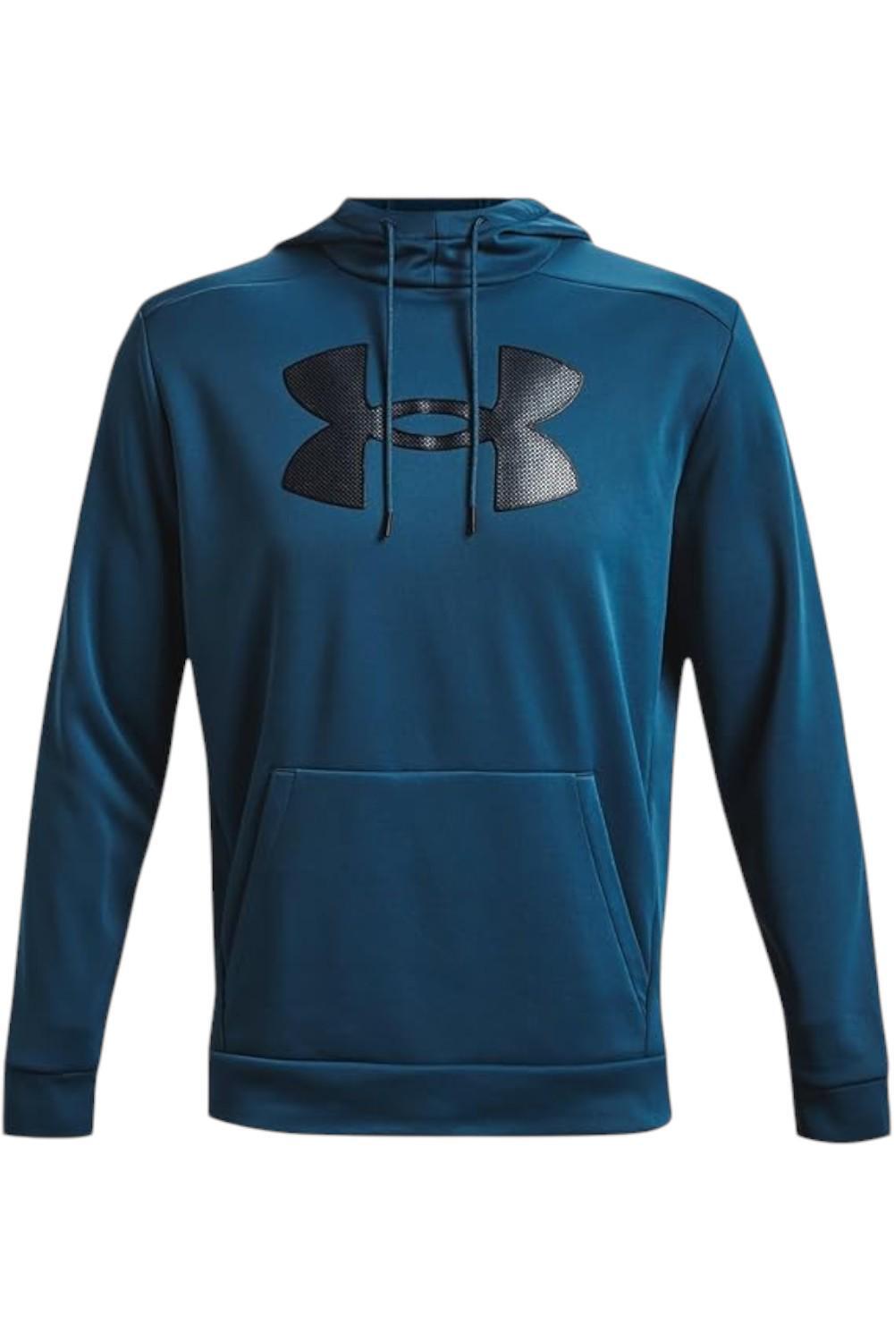 Мужская толстовка Under Armour с большим логотипом Armourfleece Hoodie бензиново-синего цвета 5290₽