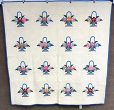 Gorgeous c 1930s PA Bride's Basket QUILT Vintage Never Used