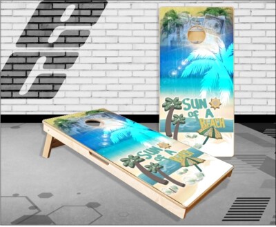 Sun Of A Beach Vibes Cornhole Boards Bean Bag Toss Game