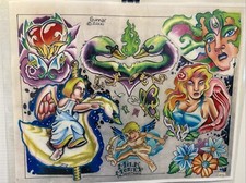 Tattoo Flash Wall Art Studio Shop By Gunnar 2000 Traditional Pinup Flower Angel