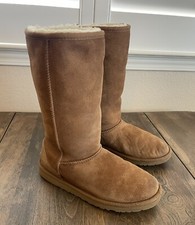 UGG Child Chestnut Brown Classic Tall II Winter Boots Suede 5229Y Sz 6 Flaws
