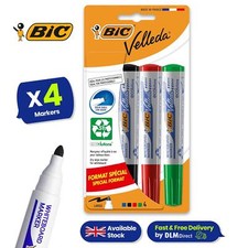 BIC Velleda 1701 Dry Wipe Bullet Tip Whiteboard Marker 4 Pack Assorted Colours 