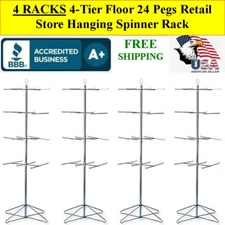 4 RACKS Retail Store Display Hanging Floor Spinner Hanging Rack 4Tier Wire 63 In