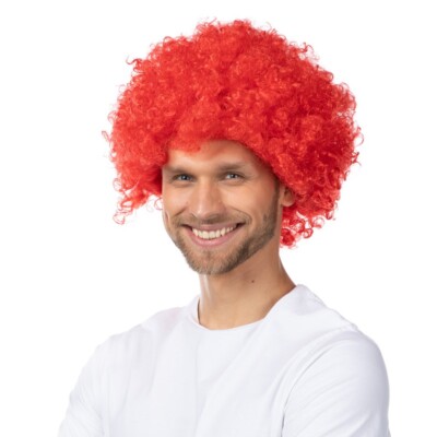 Lockige rote Afro Perücke Kostüm Perücken Funky Disco Clown Stylex Herrenkostüm