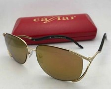 New CAVIAR Sunglasses M 2619 C16 59-16 125 Gold  Brown Frame w/ Mirror-Crystals