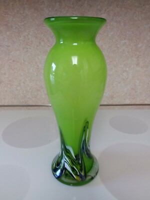 Three Hands Corp Lime Green 13 1/2'' Vase with Colorful Swirl Design