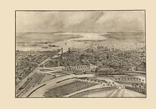 Historic Panoramic View - Providence Rhode Island - Mason 1896 - 23 x 32.95