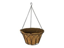Basket 36 cm Hanging Gothic Round Flat Bottom Black Steel Garden Pride