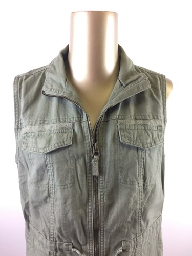 Mock Neck Green Military Cargo Vest 