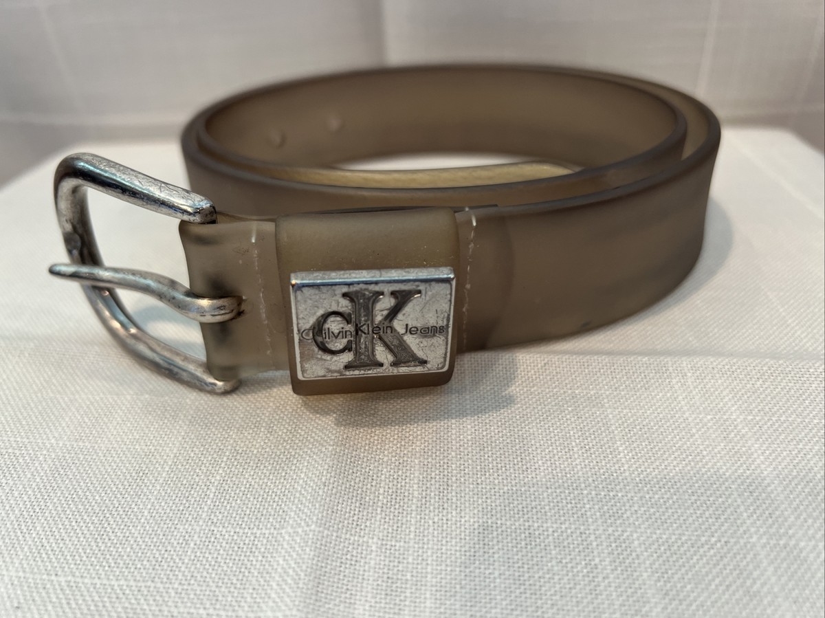 Retro Calvin Klein CK Clear Gray Rubber Belt 90 display picture 1