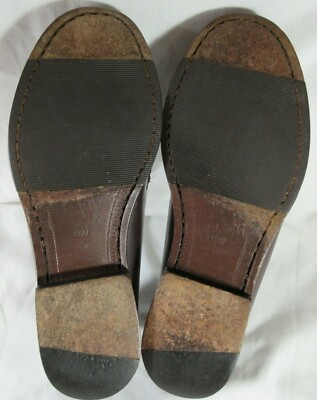 Lands End Mens Brown Leather Tassel Loafers Made in Brazil Size 12M Vibram Heel LAND main image 3