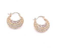 18k Layered Real Gold Filled Multi Colors Basket Round Hoop Earrings