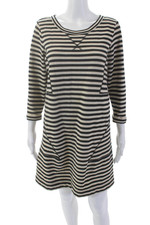 Marc By Marc Jacobs Womens Cotton Blend Striped Long Sleeve Dress Black Size M