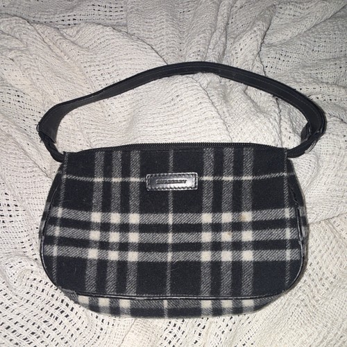Burberry Shoulder Bag • Plaid • Black/Gray/White Silver
