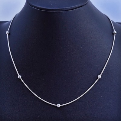 16 , vintage Sterling silver necklace, 925 snake chain with beads