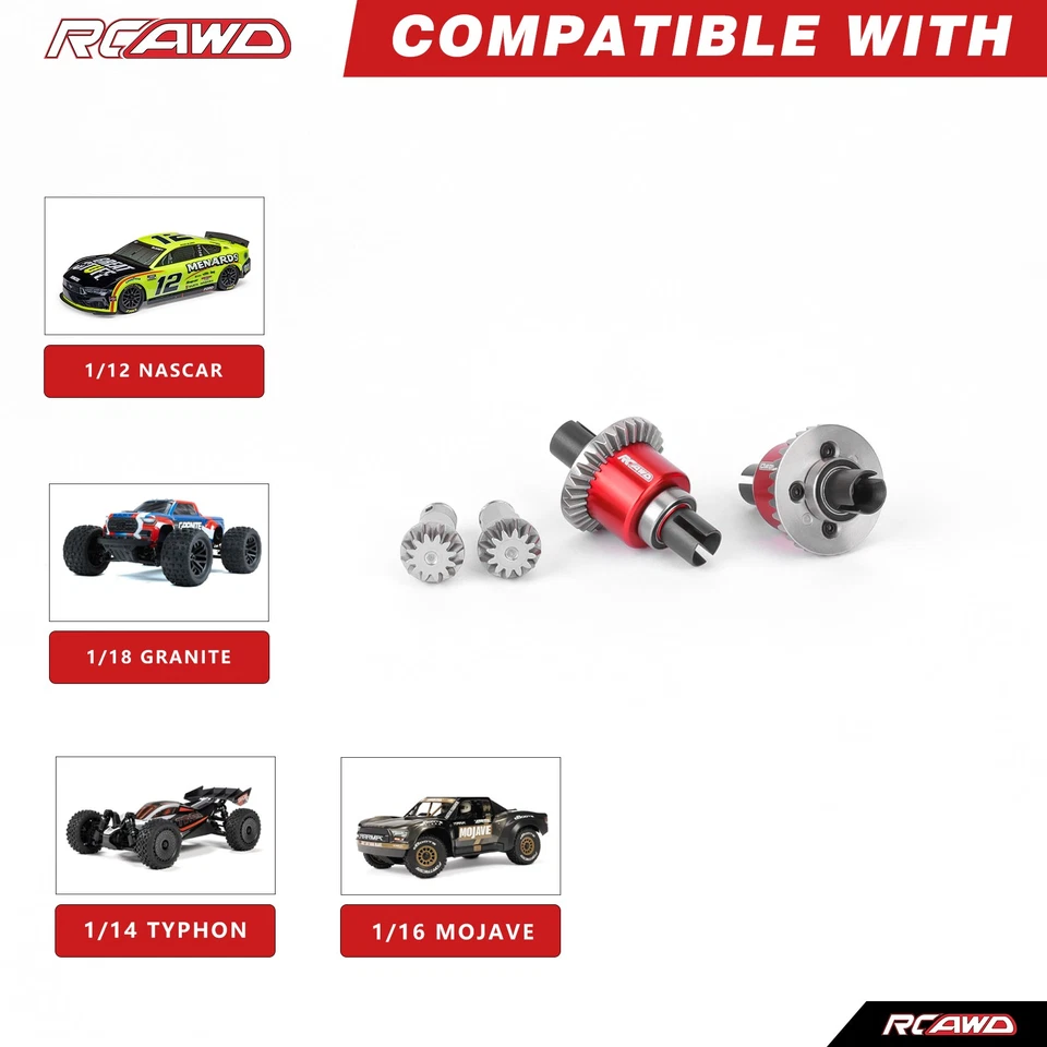 RCAWD Front Rear 30T Diff Assembly 12T Input Gear Set For ARRMA Grom LOSI Series - Image 3 of 4